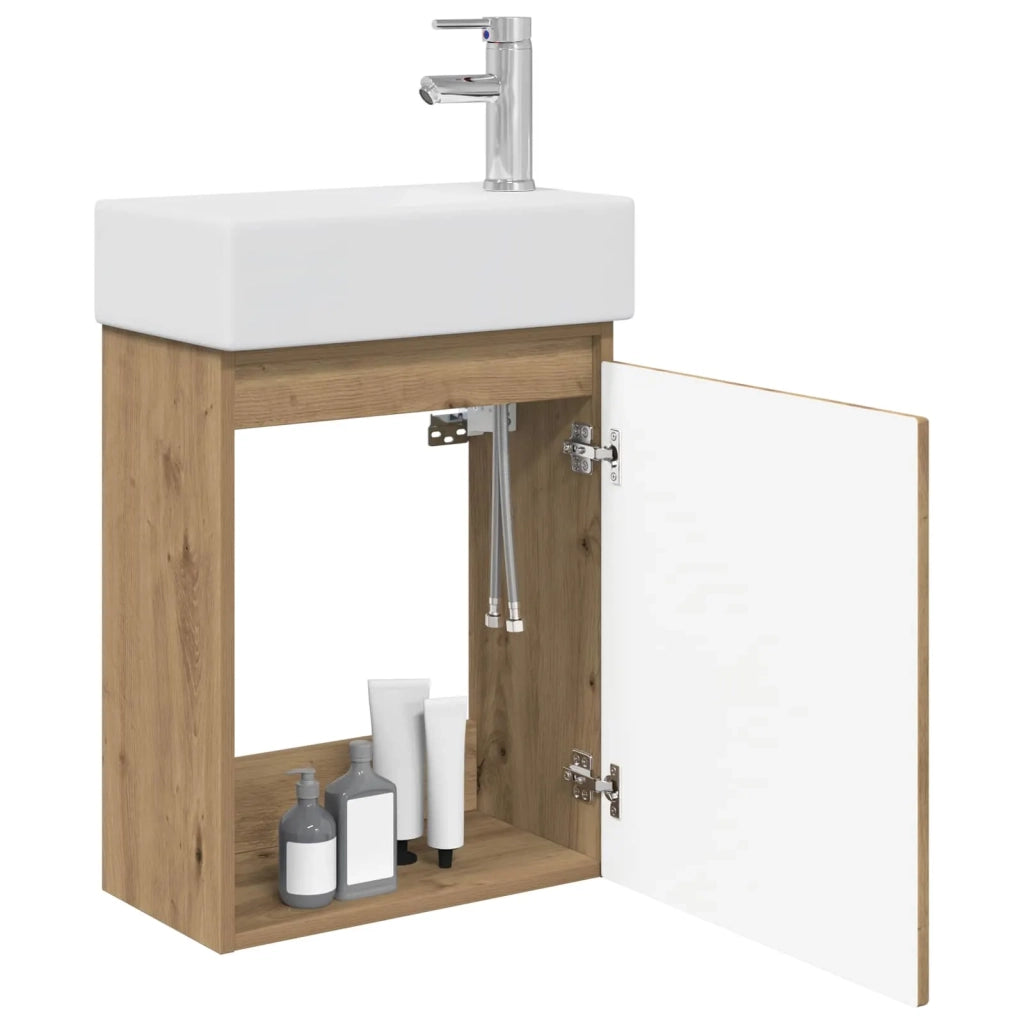 Mobile bagno con rubinetto Rovere Artigianale