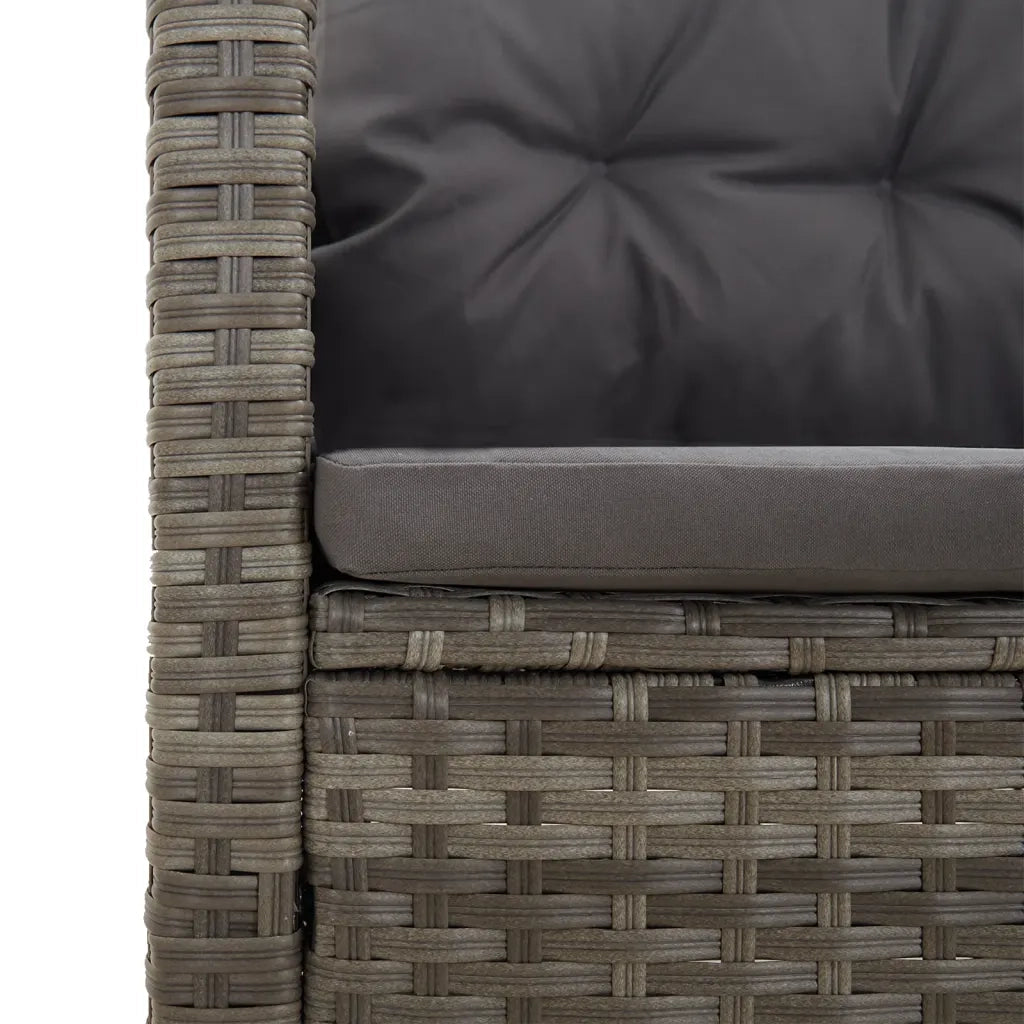 Panca Giardino Reclinabile con Cuscini 173cm Polyrattan Grigio 362184
