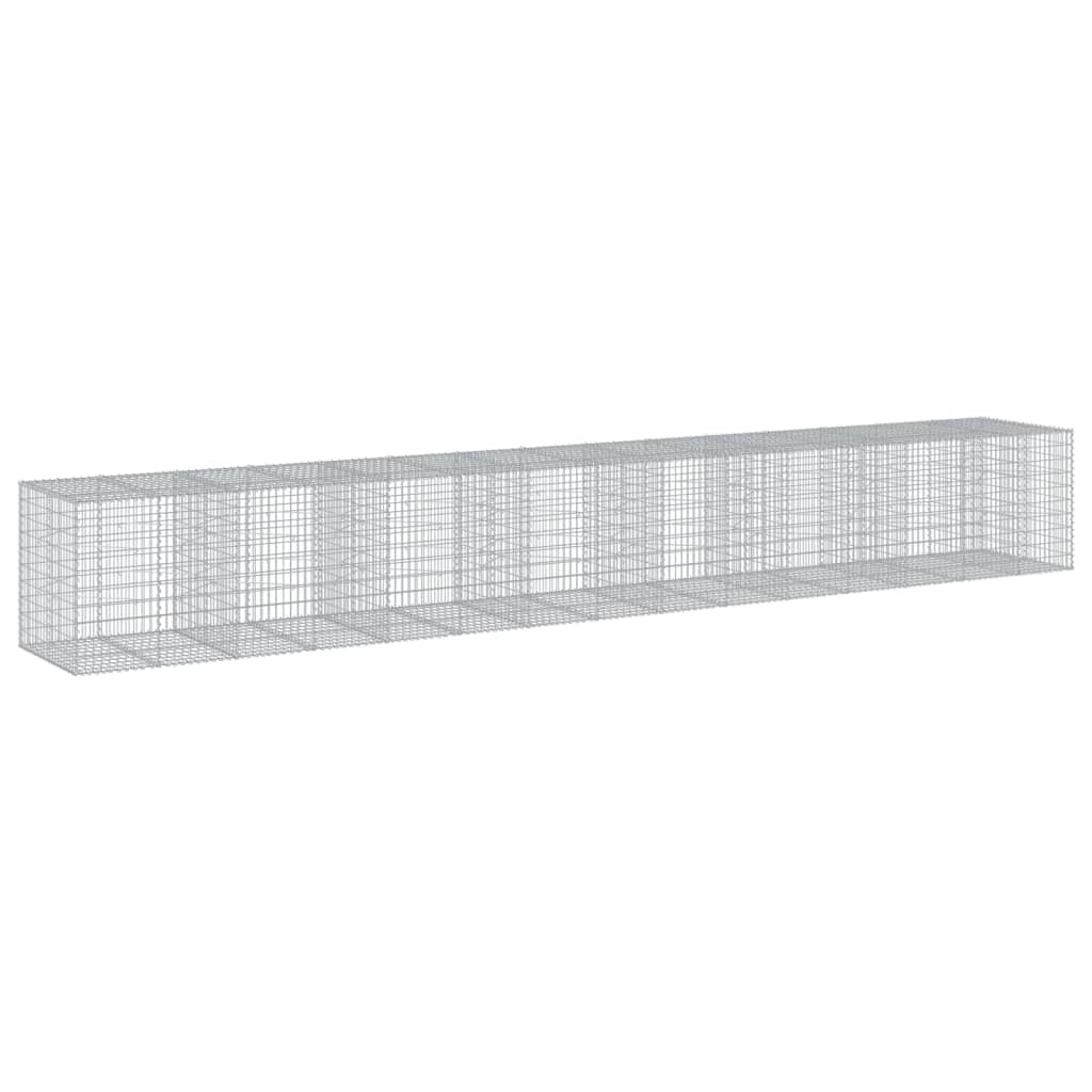 Gabbione recinto a gabbia muro di contenimento con coperchio 750 x 100 x 100 cm ferro zincato argento 02_0040197