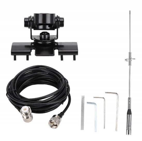 Antenna Mobili Dual Band - Antenna Professionale per Radiocomunicação - Progettata per l'Uso Esterno - Disegno Idroimprontato - Base Magnetica - Cavo Coassiale - Potenza Massima 150W