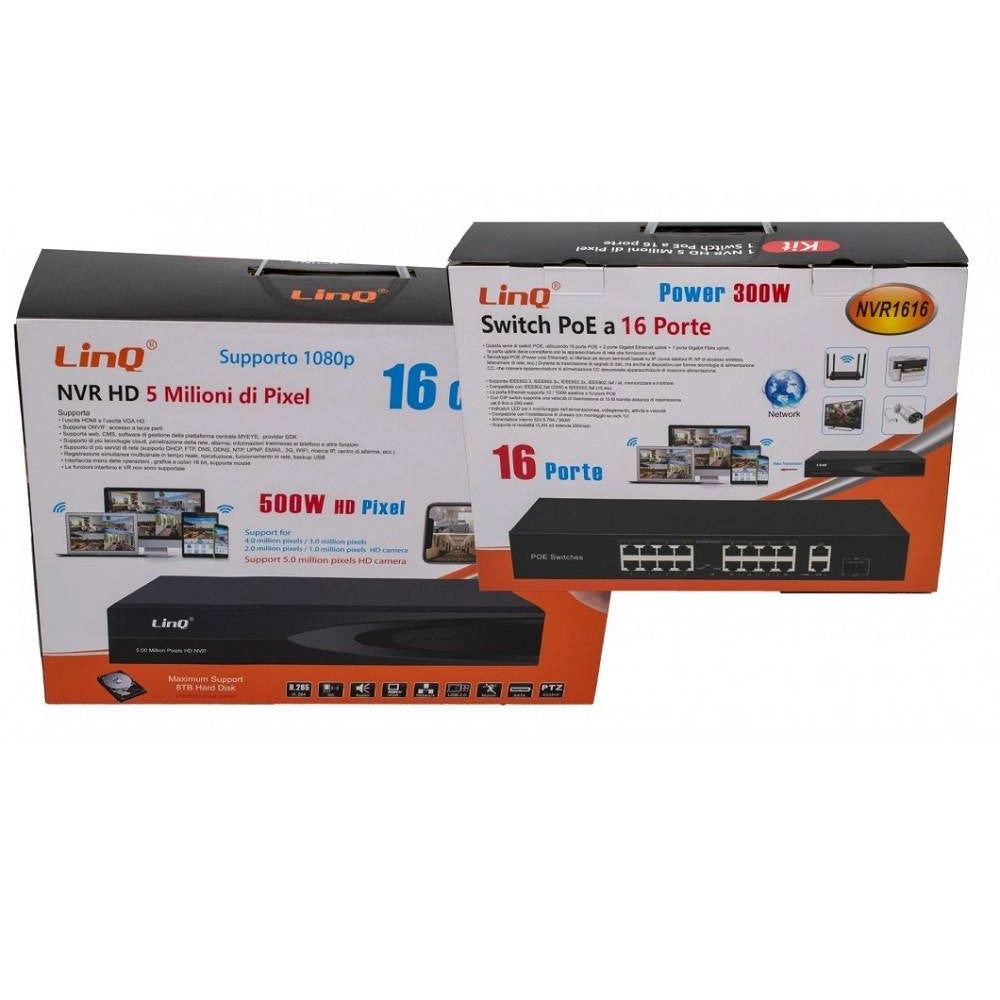 Trade Shop - Nvr 16ch Canali Rec&live Full Hd 1080p Wifi H.264 H.265 Switch Poe 5mpx Nvr1616 -