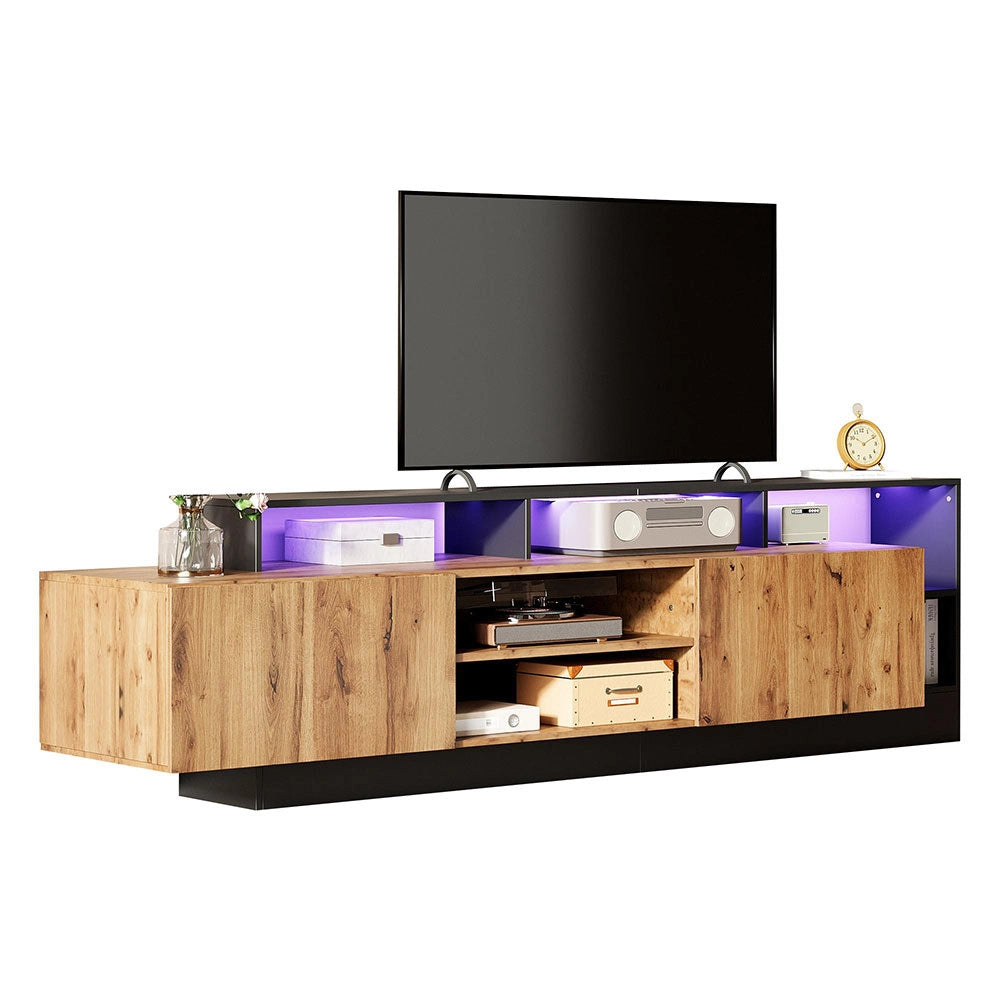 Mobile TV moderno - Xylo - Legno/telaio nero LED per TV 70"