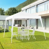 Gazebo Pieghevole da Giardino 2.4x2.4m con Struttura in Acciaio e Corde Antivento, Bianco