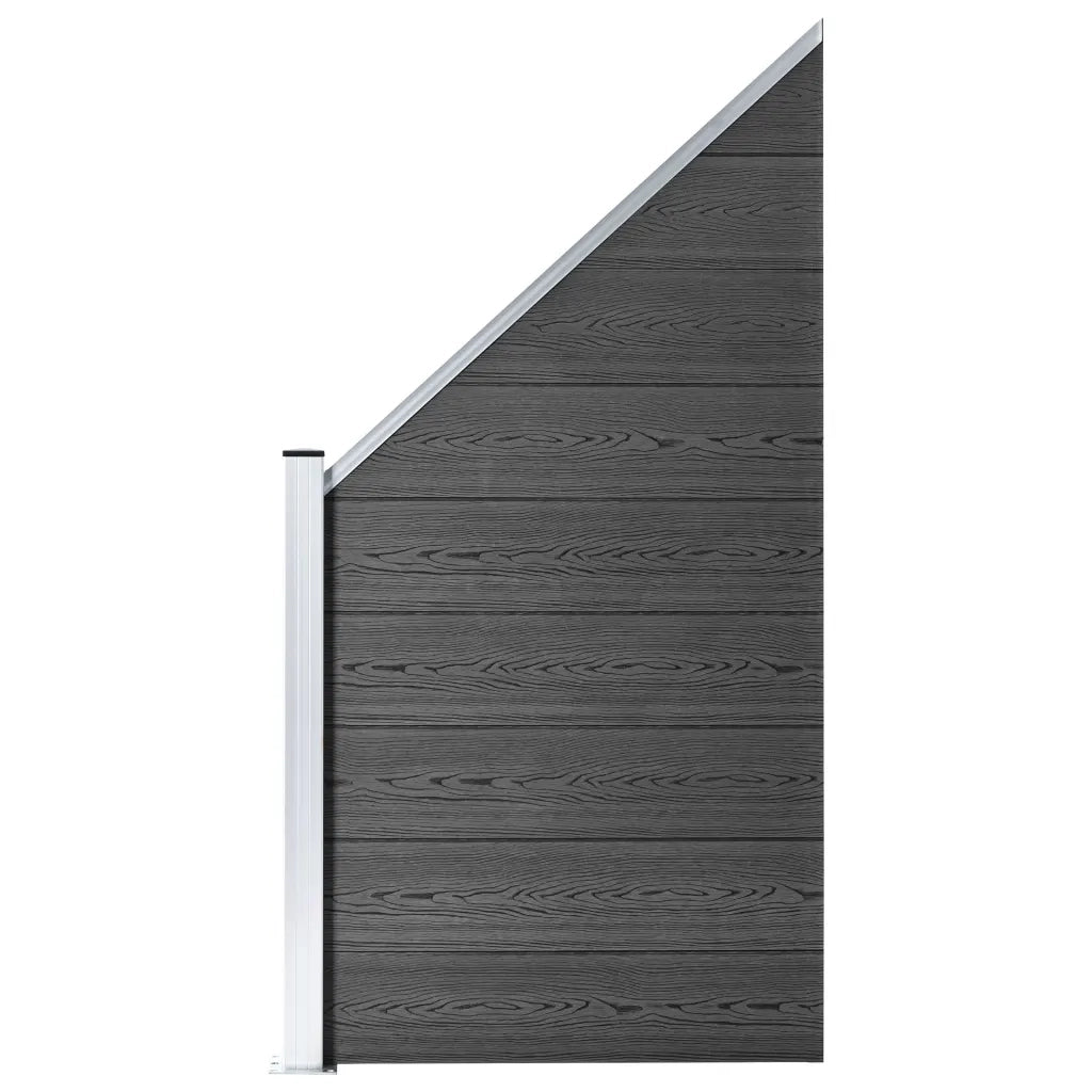 Set Pannelli di Recinzione in WPC 619x(105-186) cm Nero 3070439