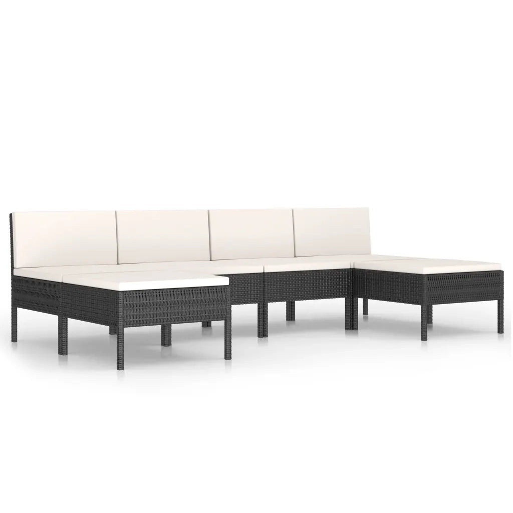 Set Divani da Giardino 6 pz con Cuscini in Polyrattan Nero 3056986