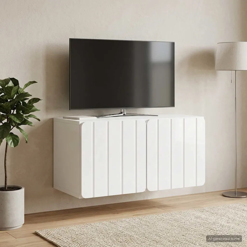 Mobile Porta TV da Muro 59,5 x 31 x 30 cm Bianco Lucido 898369