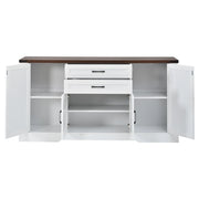 Credenza con 4 ante; 2 cassetti; 6 vani e ripiani regolabili; in MDF e truciolato; bianco; 160×39×81.5 cm