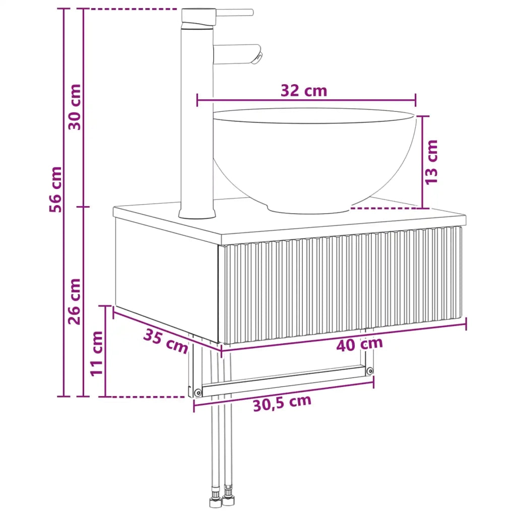 Lavabo da Parete Nero 40 x 35 x 39 cm Legno ingegnerizzato 890169