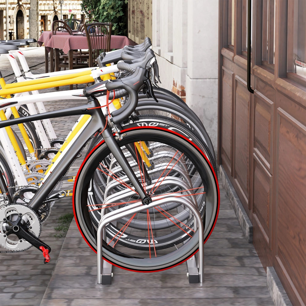 Portabiciclette per 6 bici ¨C zephmum ¨C acciaio argento 179x33x27 cm
