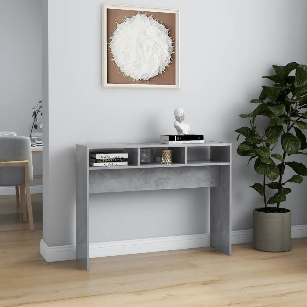 Tavolino Consolle Grigio Cemento 105x30x80cm Legno Multistrato 808309