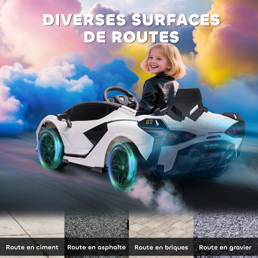 Auto elettrica per Bambini Lamborghini Sian 12V ¨C zephmum ¨C Bianco