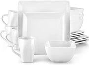 Servizio da tavola in ceramica da 16 pezzi - piatti, piatti per dessert, tazze - bianco - per 4 persone