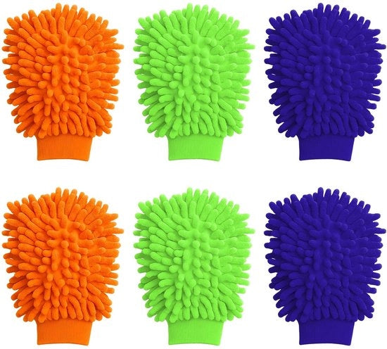 Kit di protezione per mani 6 pezzi - Microfibra - Guanti per lavaggio auto - Guanti da pulizia - Assistenza auto - Soothing e protettivo