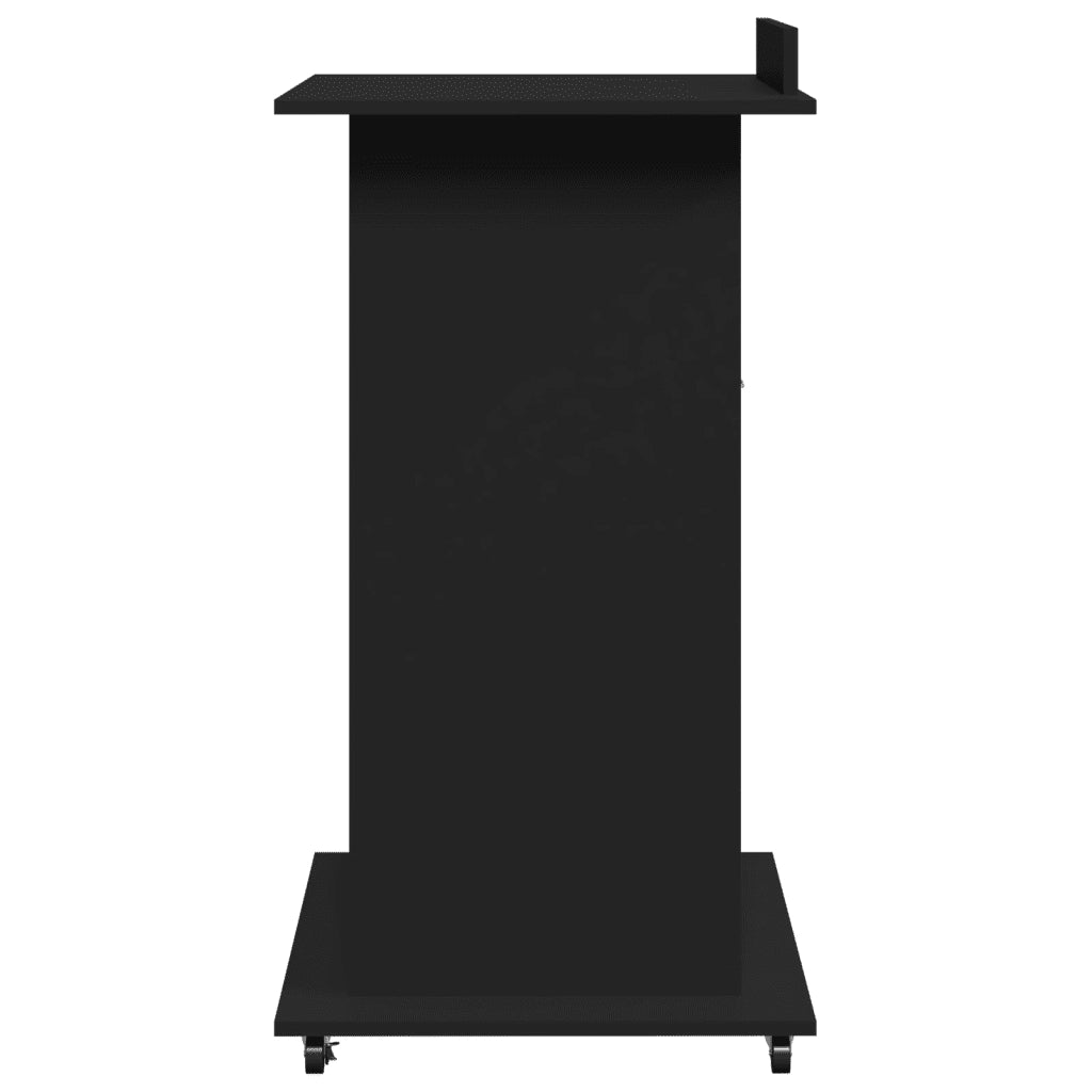 vidaXL Leggio con Ruote e Cassetto Nero 55x55x107 cm in Multistrato