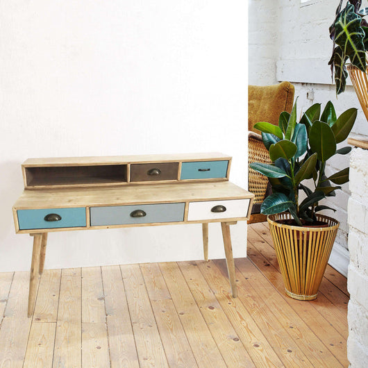 Scrivania Ajax 120x50x79 h cm in Legno Multicolor