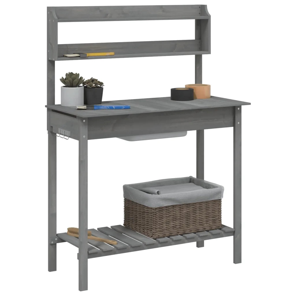 Tavolo Invaso con Lavello Grigio 147,5x44x139,5 Massello Abete 156348