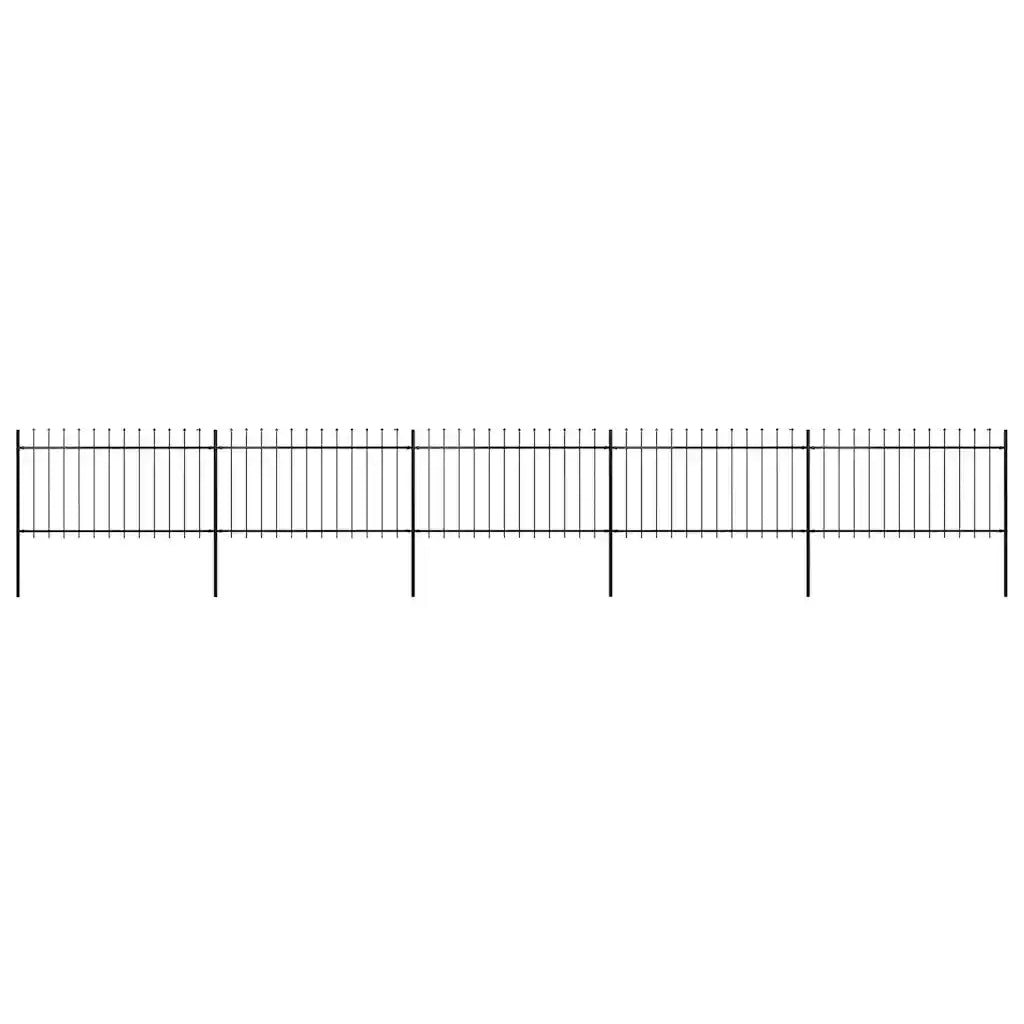 Recinzione da Giardino con Punta a Lancia in Acciaio 838x100 cm Nero 277615