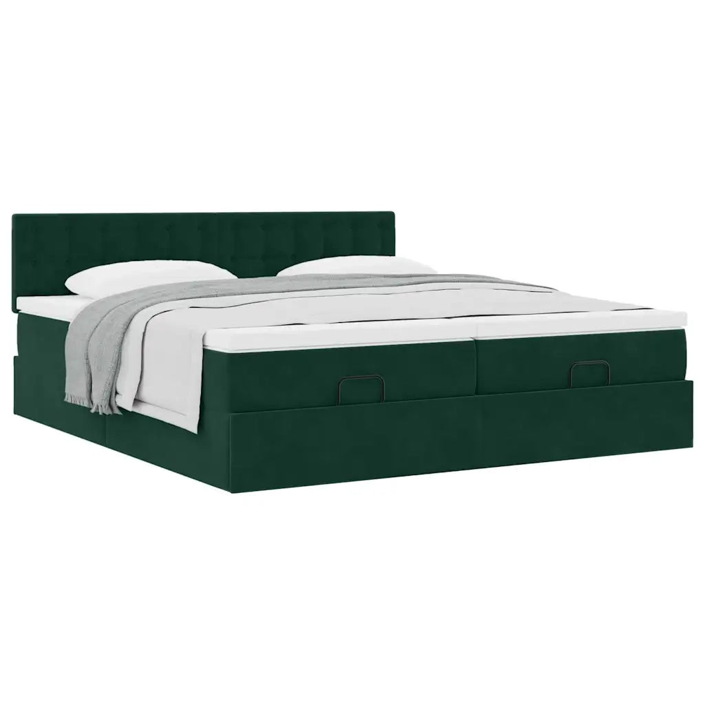 Struttura Letto Pouf con Materassi 200x200 cm Velluto