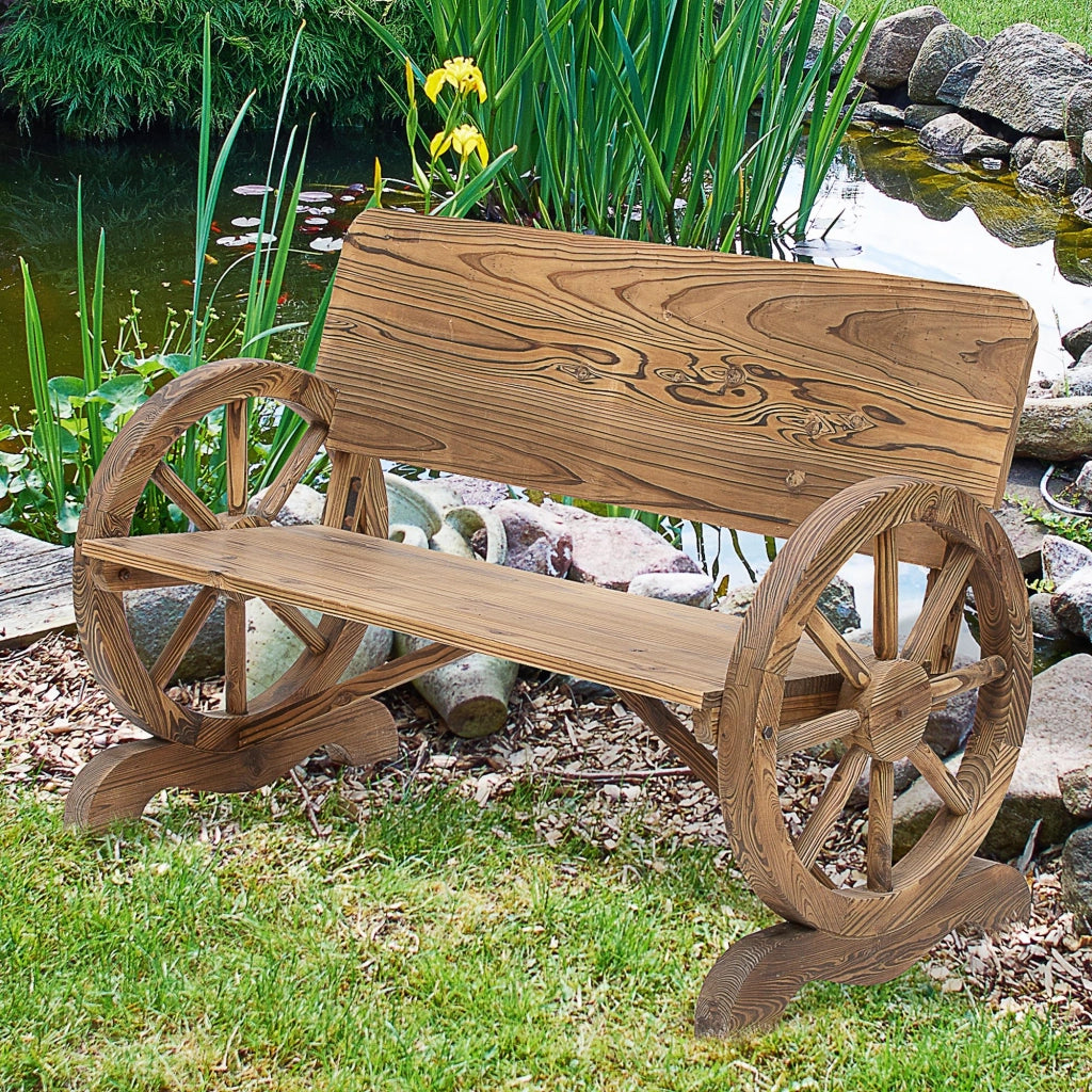 Panchina da Giardino 2 Posti con Braccioli ¨C zephmum ¨C Legno Massello Marrone 114x58x80 cm