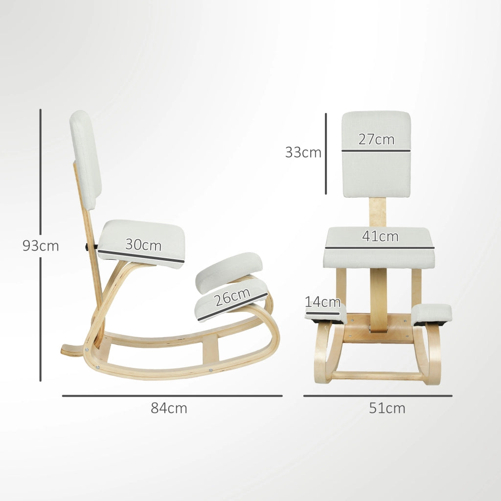 Sgabello ergonomico con schienale imbottito ¨C Zephmum ¨C Legno color crema