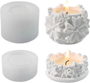 Cilindro per candela in silicone - 2 pezzi - Orecchiere a forma di fiori - Durevole - Flessibile - Riciclabile