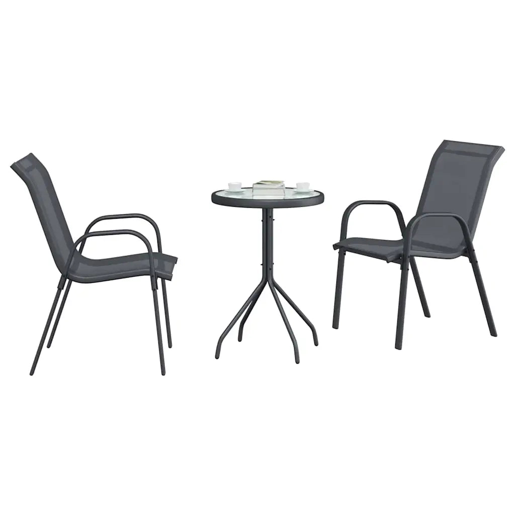 Set Bistro da Giardino 3 pz | Set Salotto da Giardino Grigio Acciaio