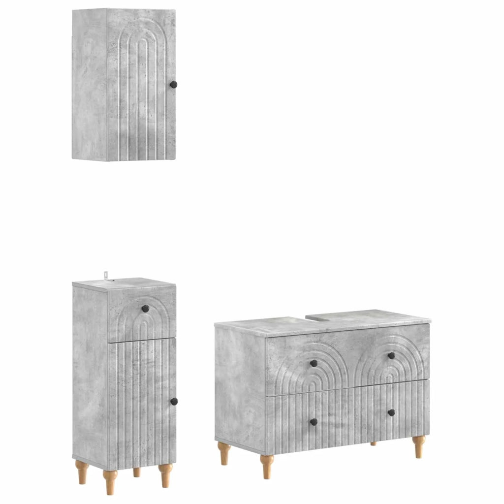 Set di armadietti da bagno in 3 pezzi ALKMAAR Grigio Cemento 3417750
