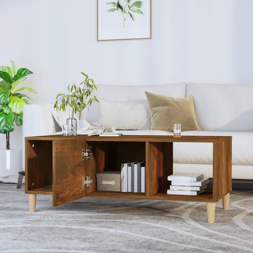 Tavolino da Salotto Rovere Fumo 102x50x40 cm Legno Multistrato 817525