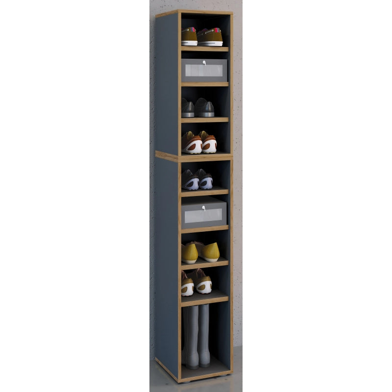Super Scarpiera Legno H183 L30 P33 cm Armadio Porta Scarpe Salvaspazio con Ripiani Regolabili Colore Antracite