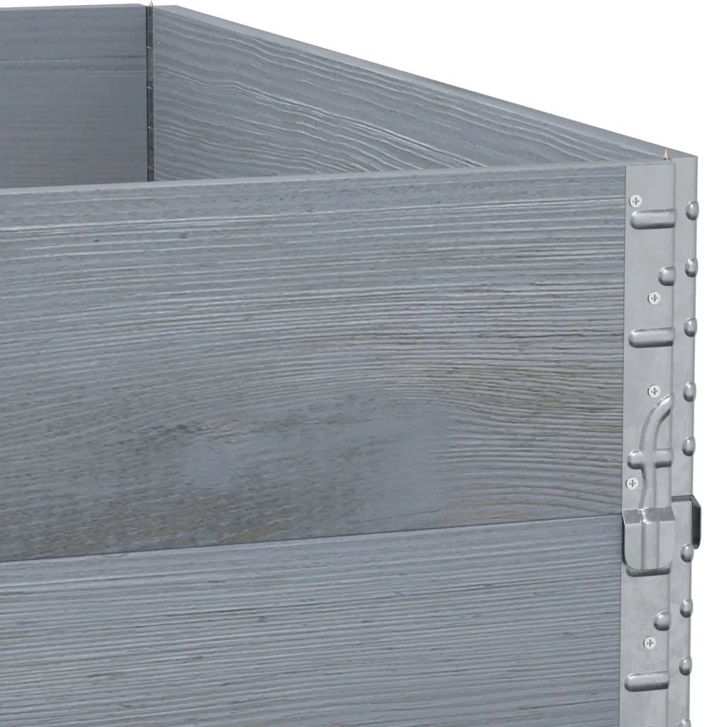 Fioriera | Cassetta per fiori | Vaso da Giardino Grigia 100x100 cm Legno Massello di Pino