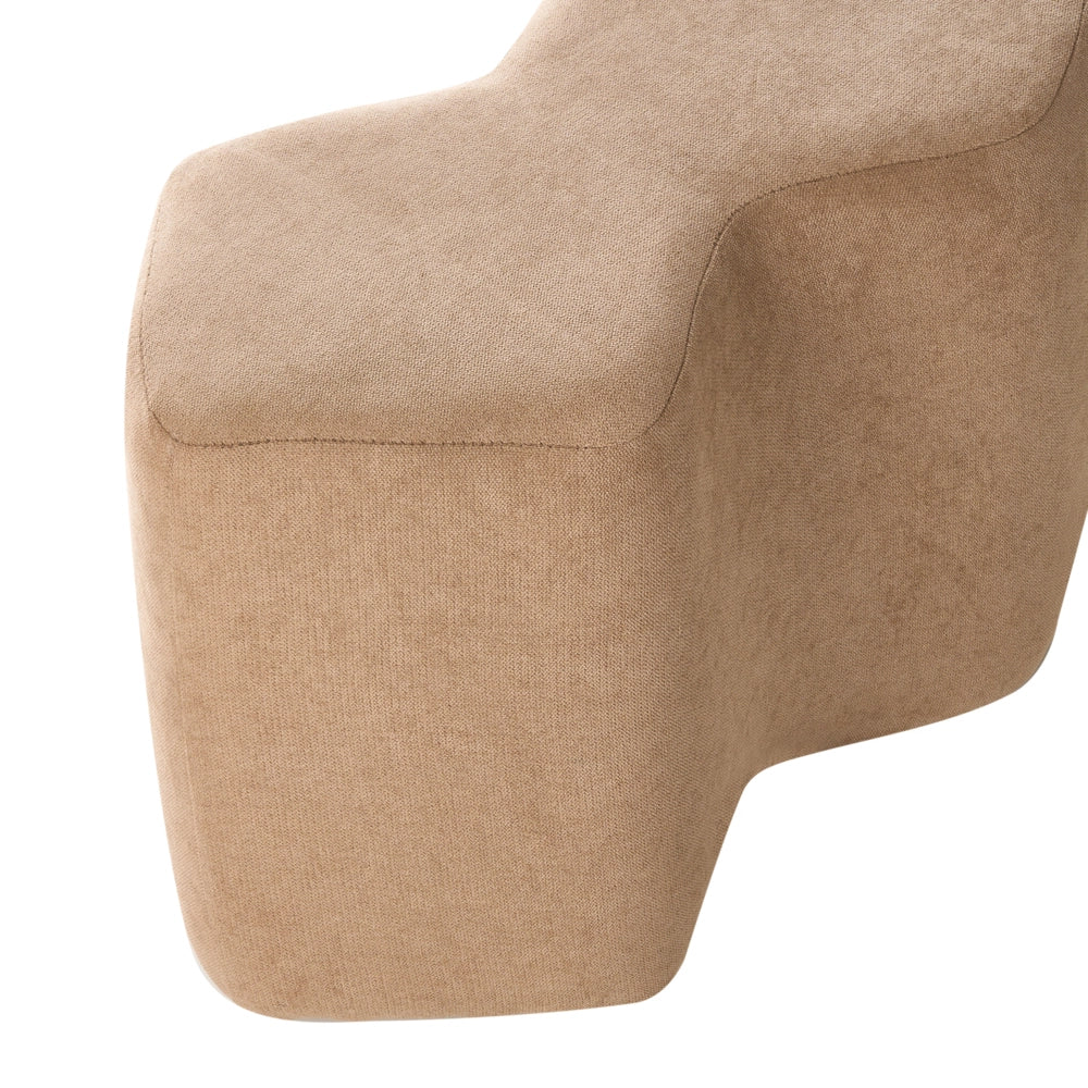 Pouf imbottito in tessuto per camera da letto e soggiorno 86 x 30 forma irregolare beige stile scandinavo