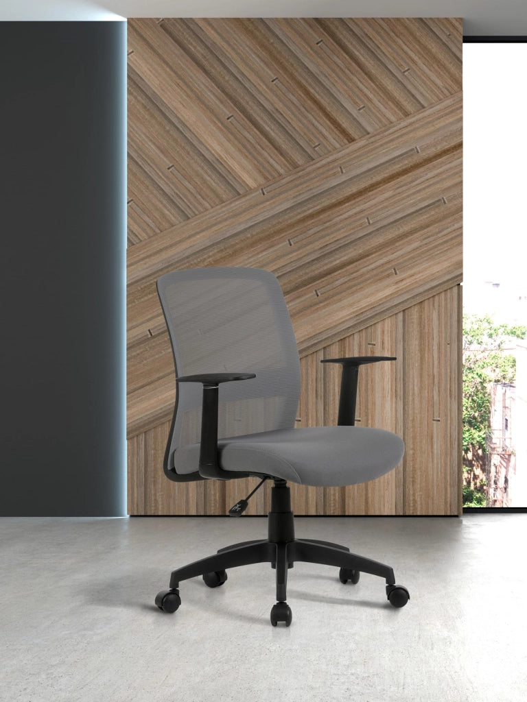 Sedia studio Hispanohogar regolabile in altezza tessuto grigio 94x61x59