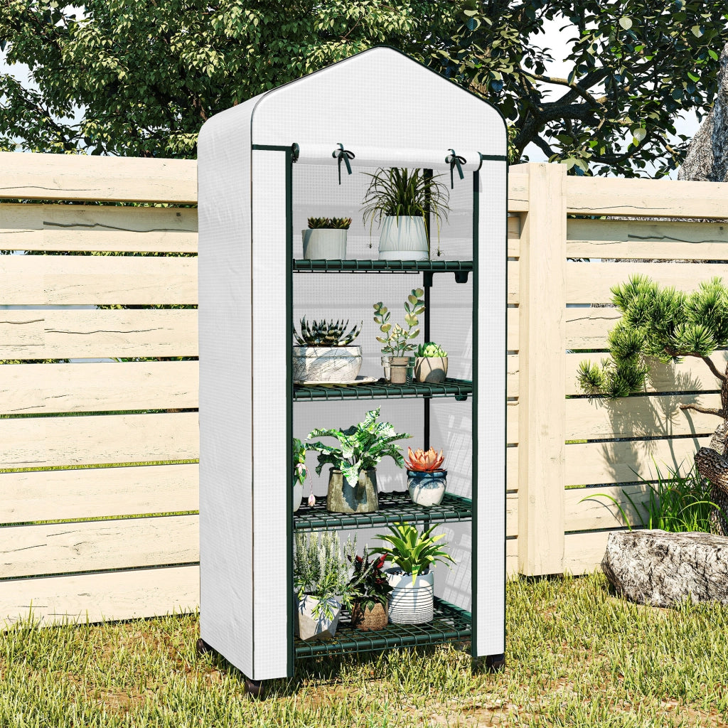 Serra da Giardino con Ripiani e Ruote ¨C zephmum ¨C Bianco 69x50x165 cm