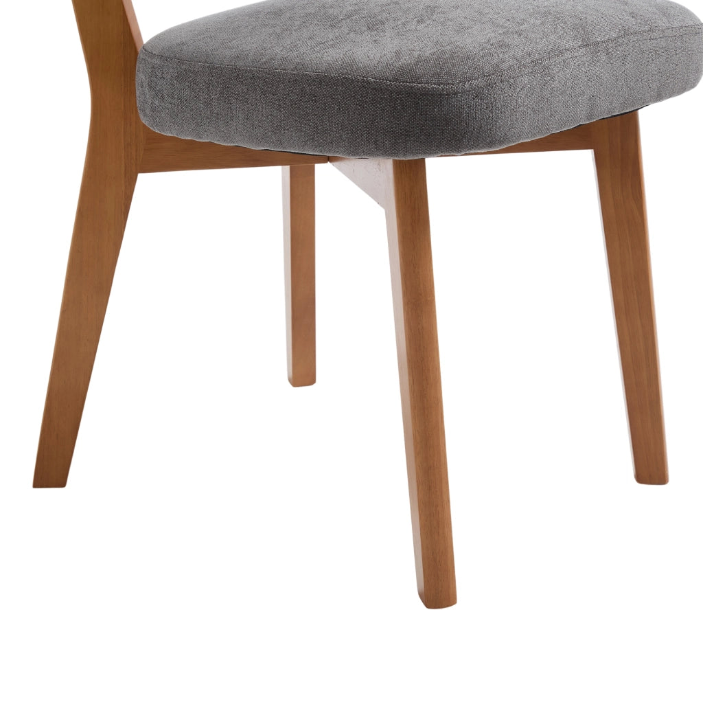 Set di 2 sedie da pranzo imbottite grigie con gambe in legno