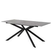 Tavolo da pranzo allungabile con base a croce e piano effetto cemento in MDF per soggiorno e sala da pranzo
