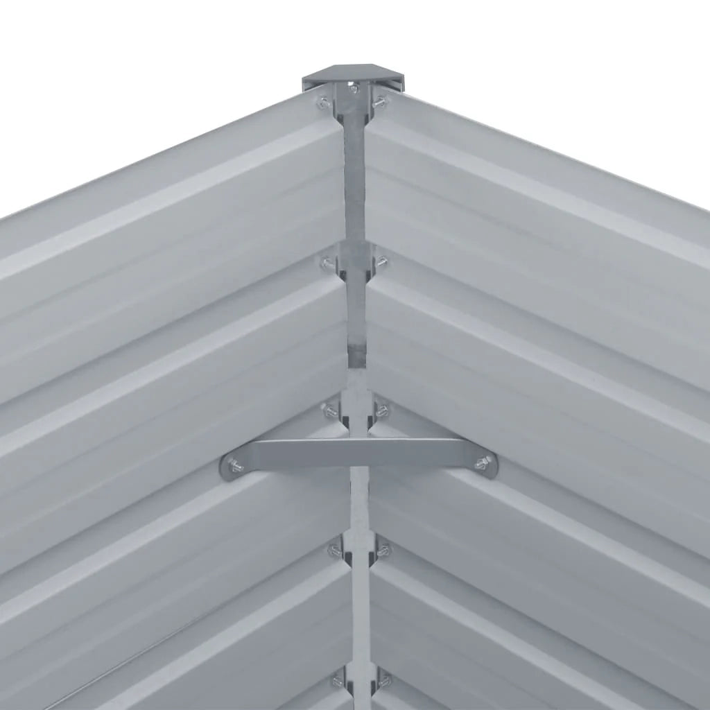 Fioriera rialzata per piante e fiori giardino 160 x 80 x 77 cm acciaio zincato grigio 02_0000797