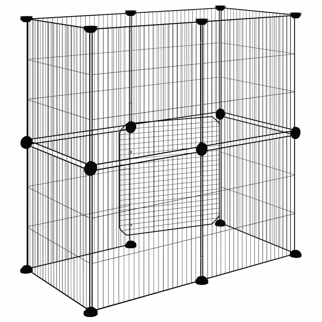 Gabbia per Animali 12 Pannelli con Porta Nero 35x35 cm Acciaio 3114036