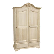 armadio classico 2 porte 2 cassetti legno grezzo 122x60x204 (1206) - Mobili 2G