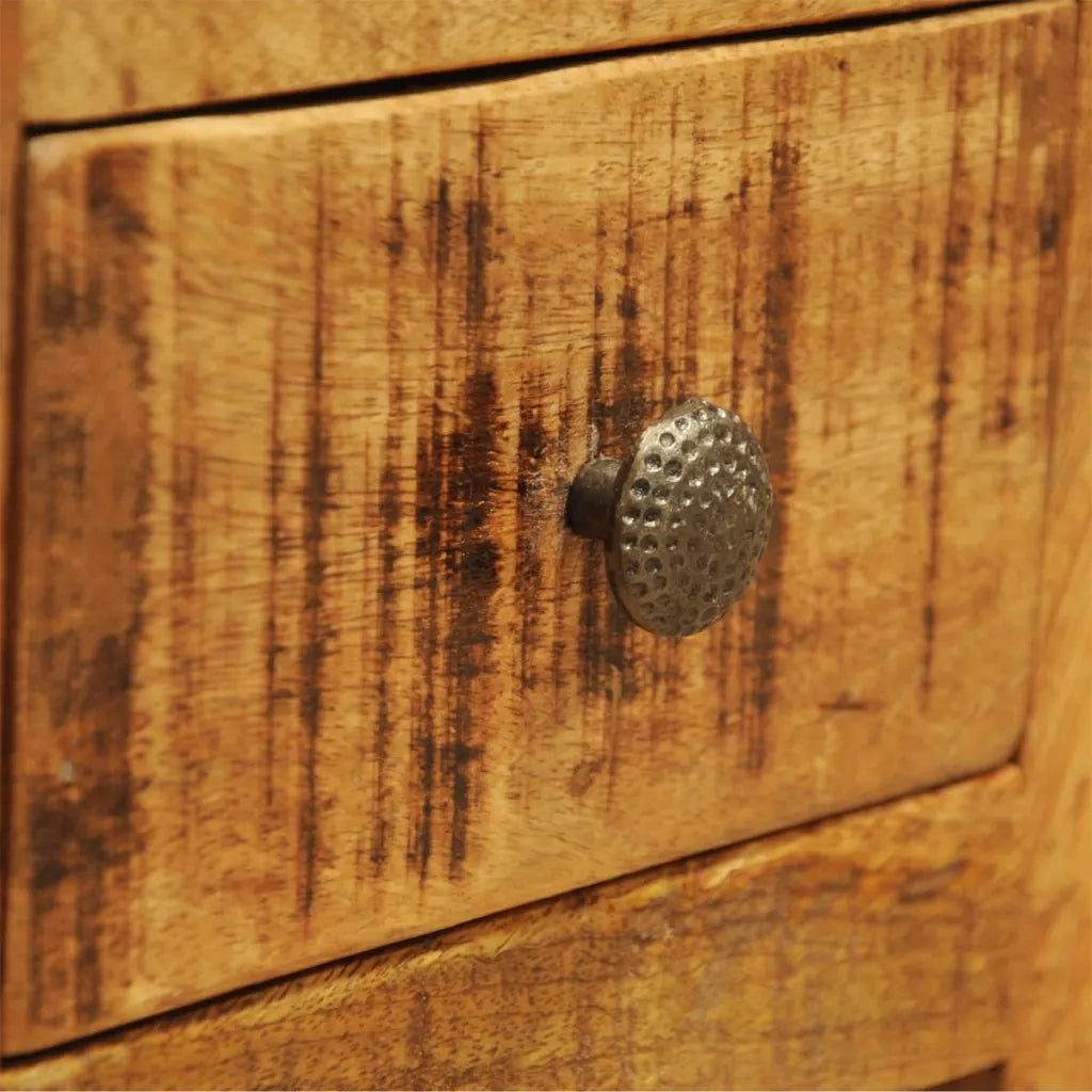 Comodino | Armadio da Notte | Mobiletto da notte con 1 Cassetto in Legno Massello di Mango