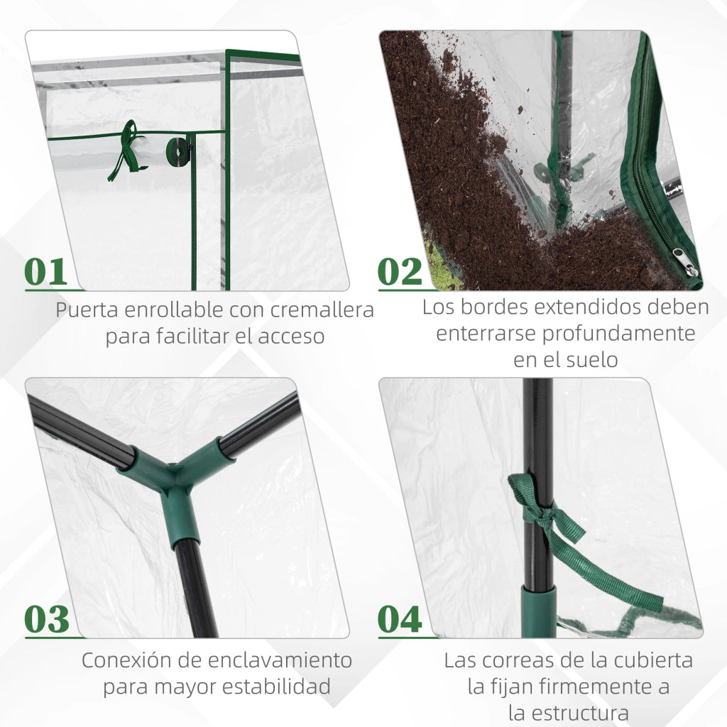 Serra da giardino con porta a rullo e struttura in acciaio ¨C zephmum ¨C 100x50x150 cm trasparente