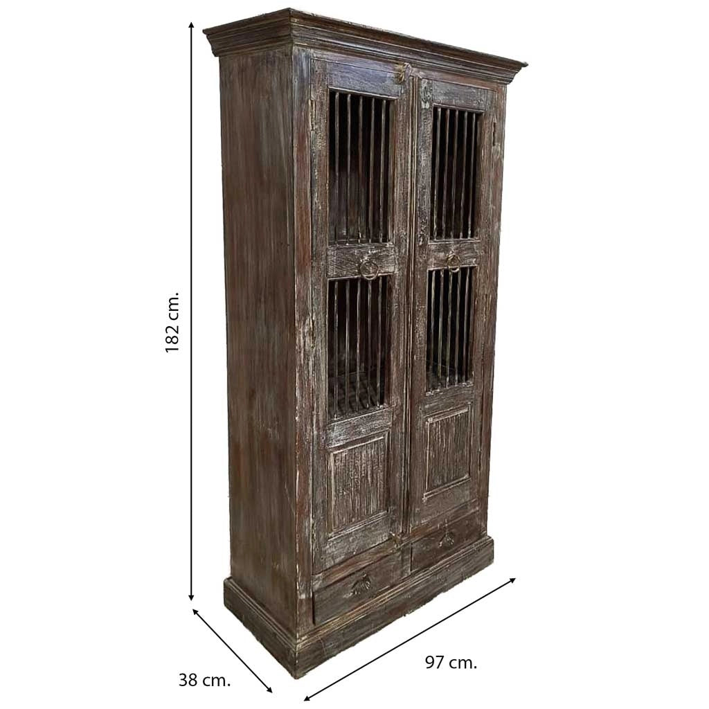 Credenza in legno artigianale 97x38x182h cm