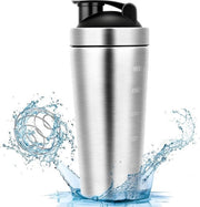 Shaker proteico in acciaio inossidabile 750 ml con BlenderBall BPA-free - per atleti di corsa fitness yoga sport - nero