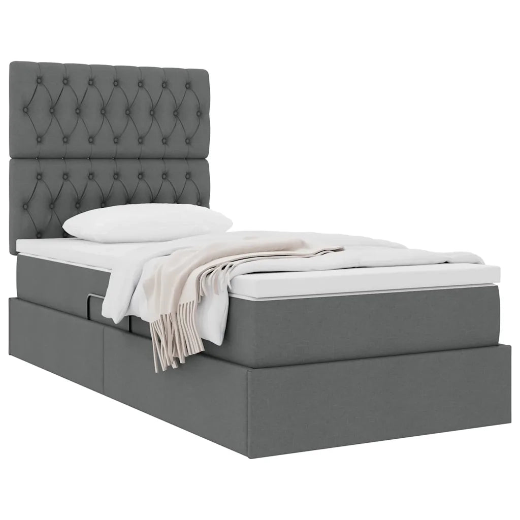 Letto con contenitore e materasso Grigio scuro 90 x 190 cm 3371812