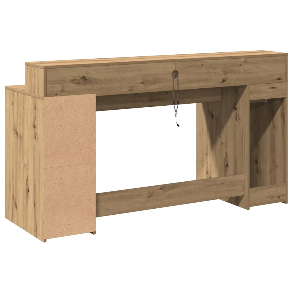 Scrivania con Luci LED Rovere 160x55x91 cm in Legno Multistrato 3309437