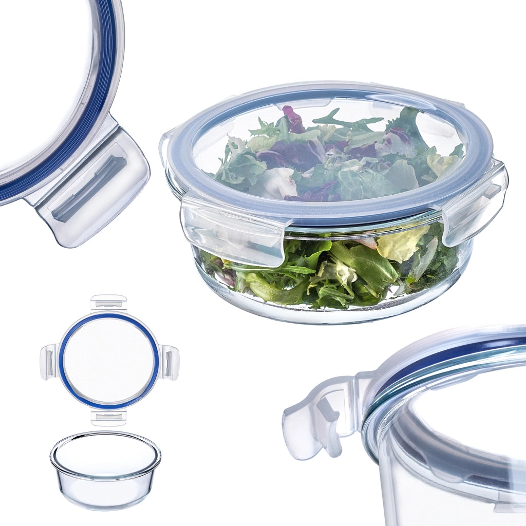 Contenitore per alimenti in vetro KADAX da 1300 ml con coperchio, ideale per il pranzo.
