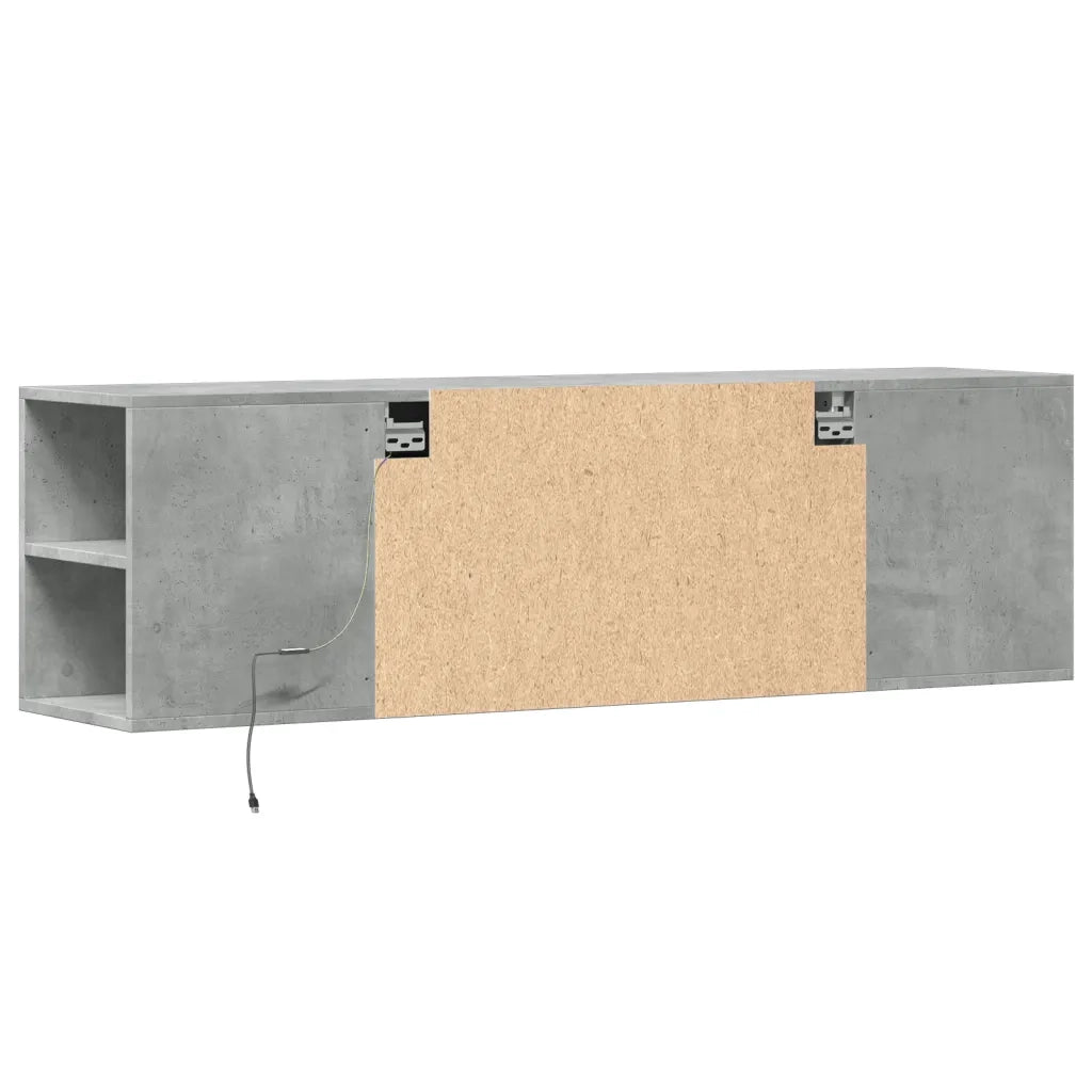 Mobile TV a Parete con Luci LED Grigio Cemento 135x31x39,5 cm