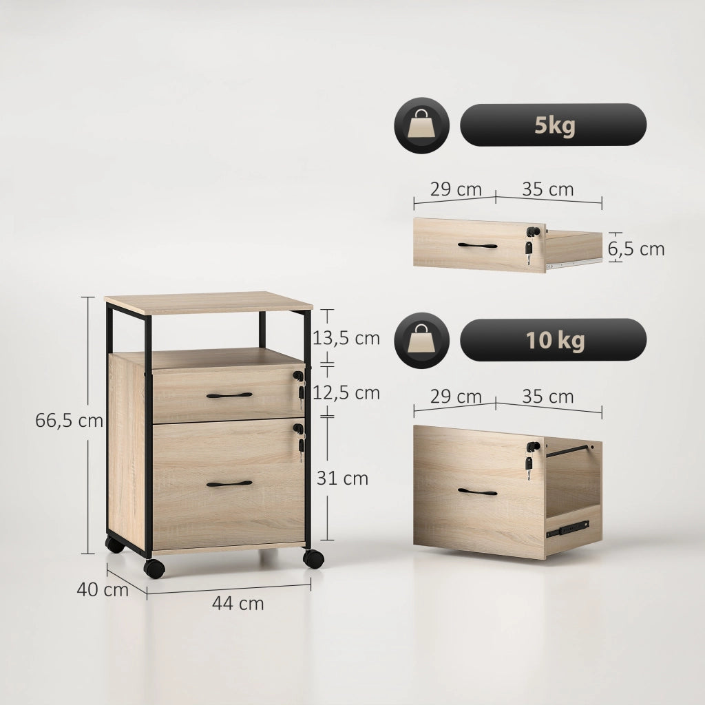 Scrivania con cassetti e ruote ¨C zephmum ¨C 44x40x66,5 cm legno