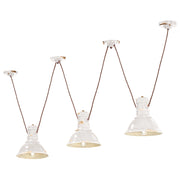 Lampadario Industrial Ferro E Ceramica Vintage Bianco 3 Luci E27