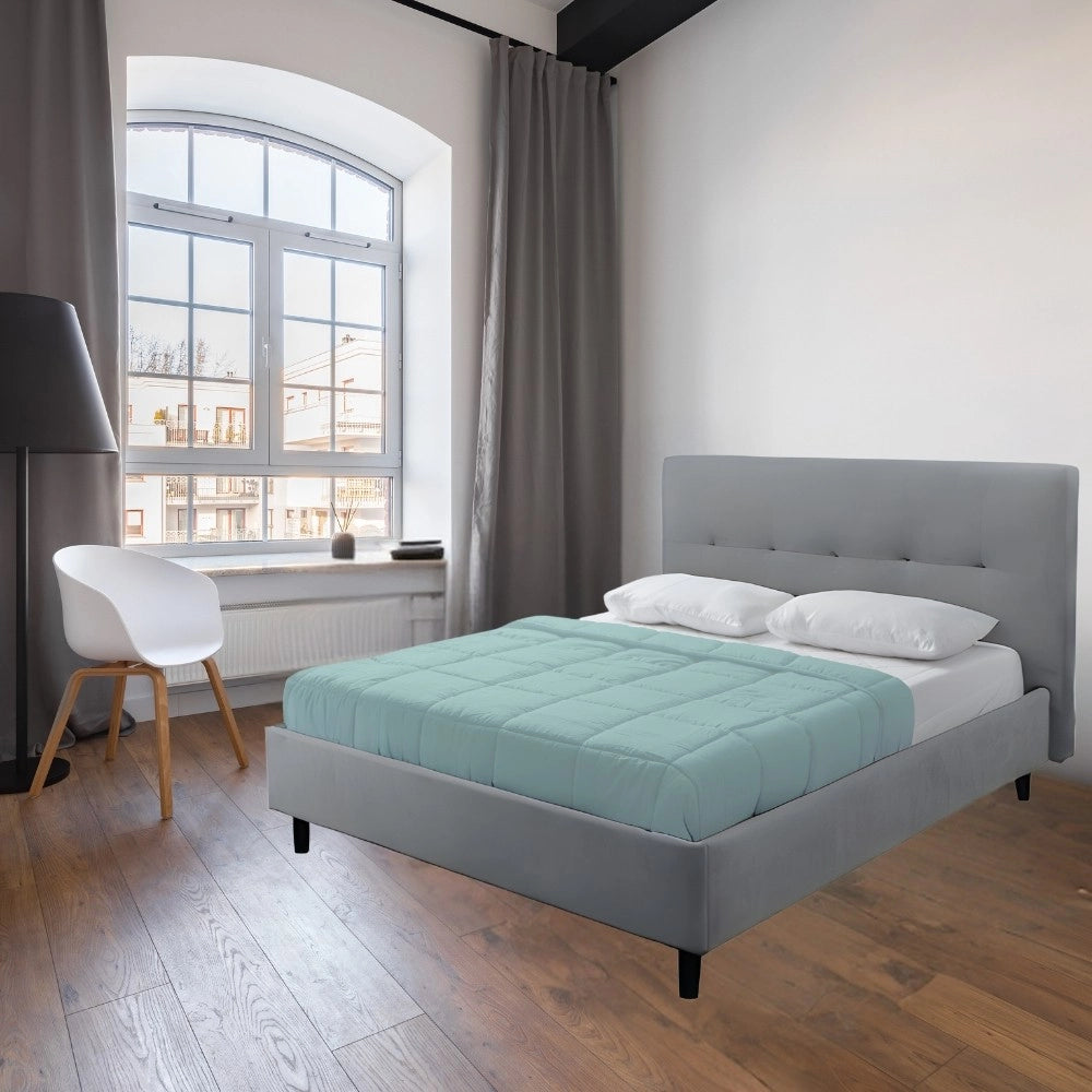 Letto matrimoniale con rete inclusa Snello tessuto colore grigio chiaro