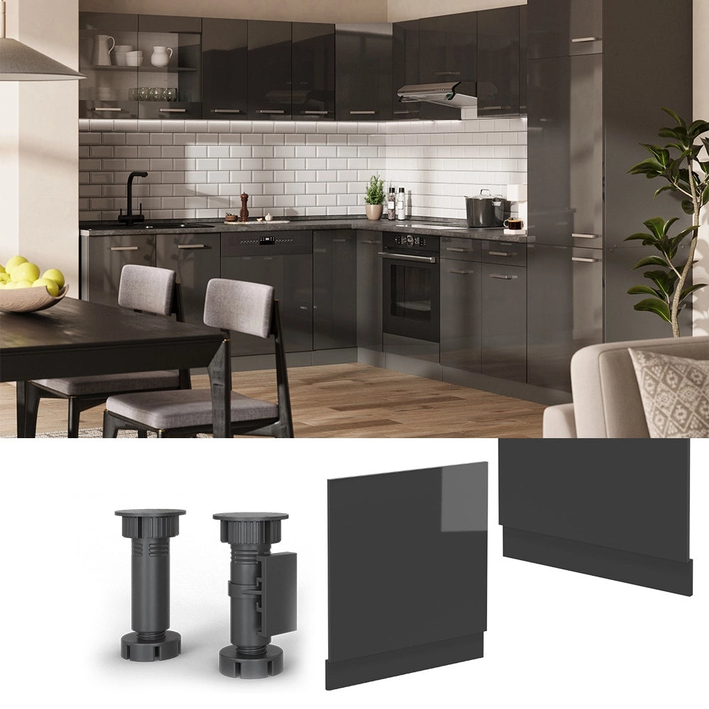Pannello frontale R-Line Antracite lucido/Antracite 60 cm senza piano di lavoro Vicco